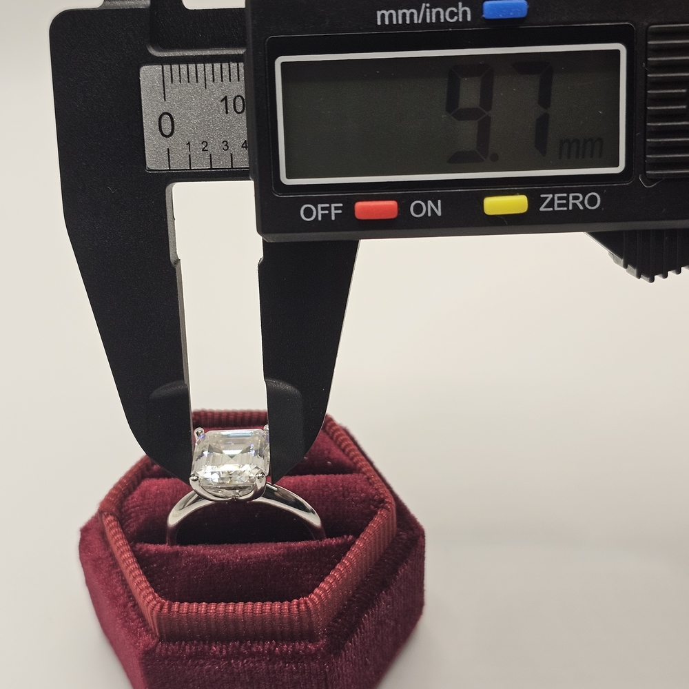 5ct Asscher Moissanite Platinum Over S925 Size 9 - Picture 6 of 10